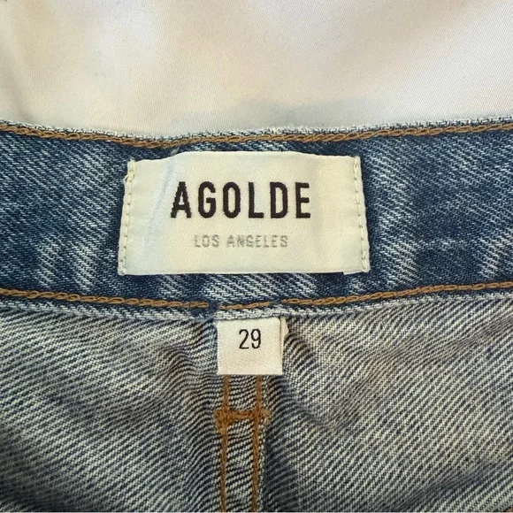Agolde Vintage Light Wash High-Rise Denim Cutoff Shorts - Picture 3 of 3